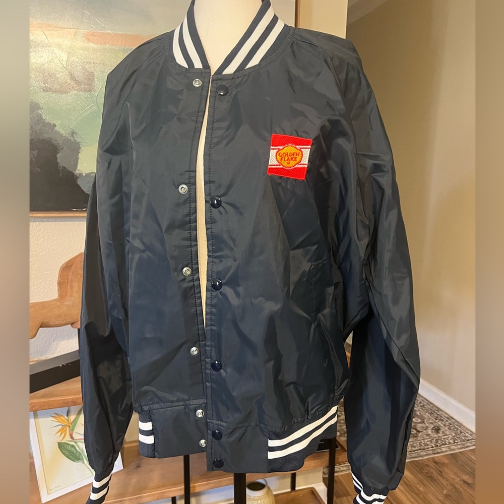 Vintage Chalk Line Golden Flake Jacket XL Navy Varsity Snap Windbreaker - Picture 3 of 11